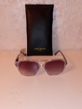 Kurt Geiger Clear Frame Sunglasses with Pink Gradient Lenses
